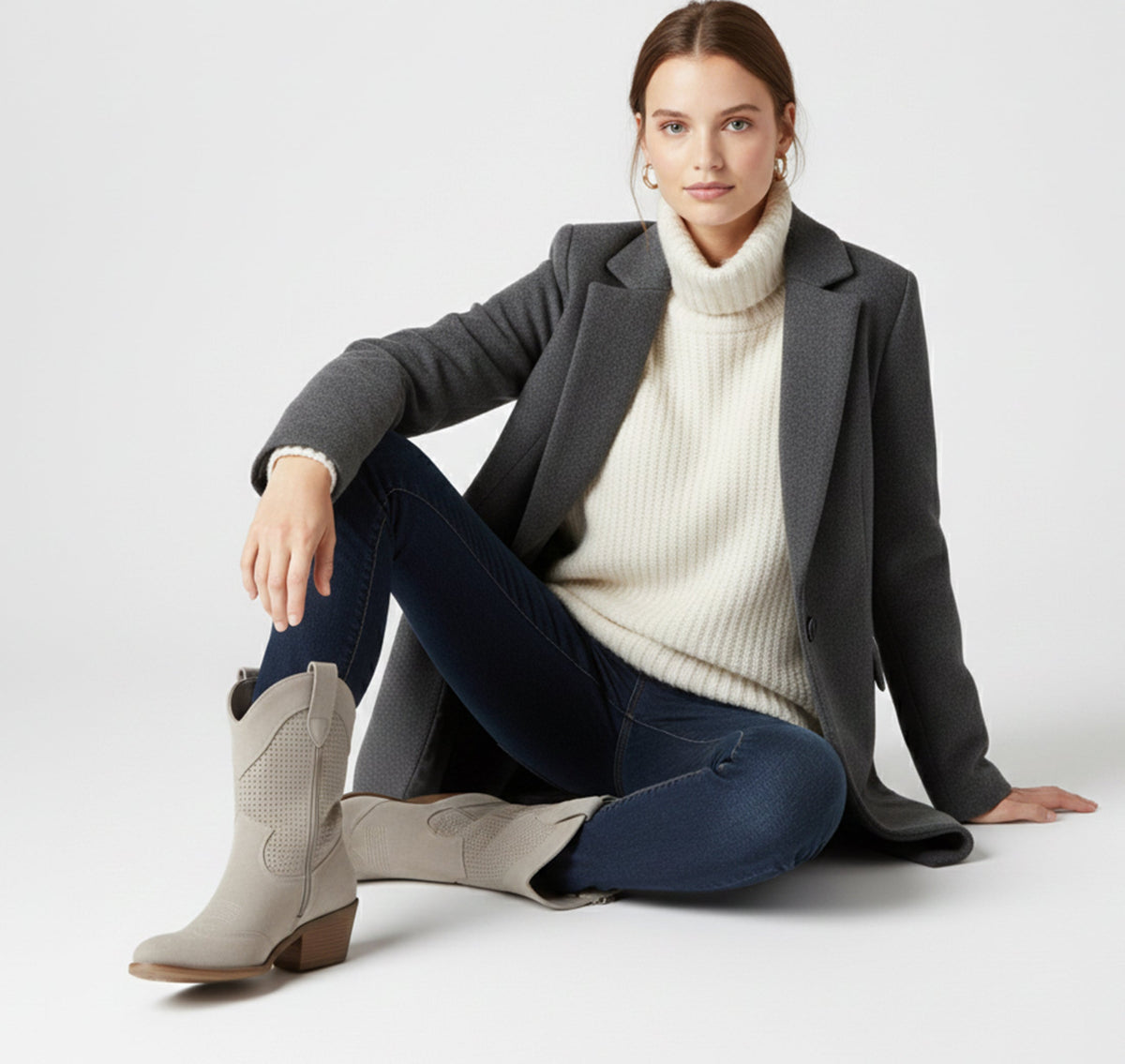 Dames Veter Enkelboots met Blokhak
