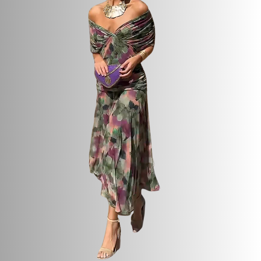 Dames Gedrapeerde Maxi Jurk met V Hals