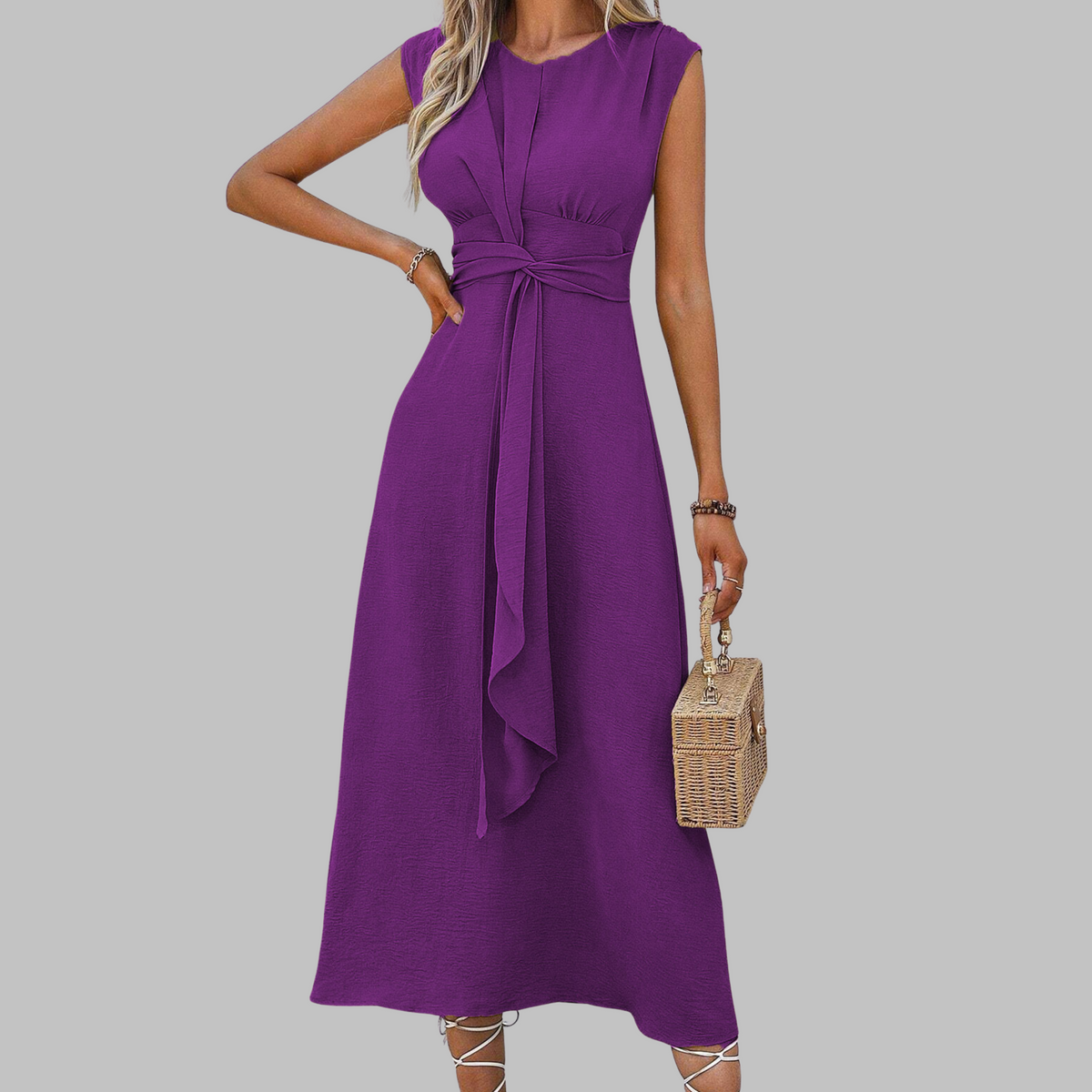 Dames Midi Jurk met Open Schouders