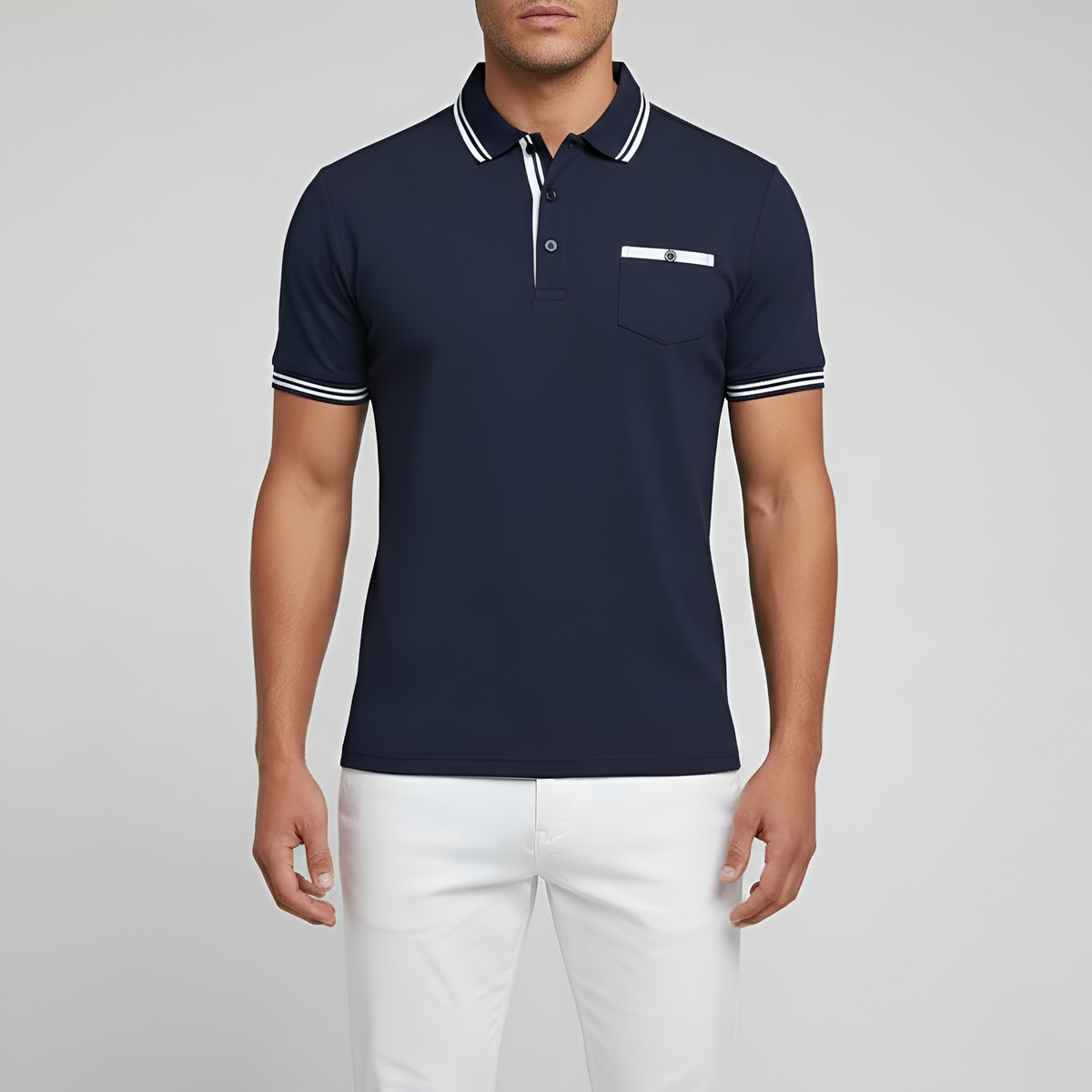 Heren Slim Fit Polo met Borstzak Montarello