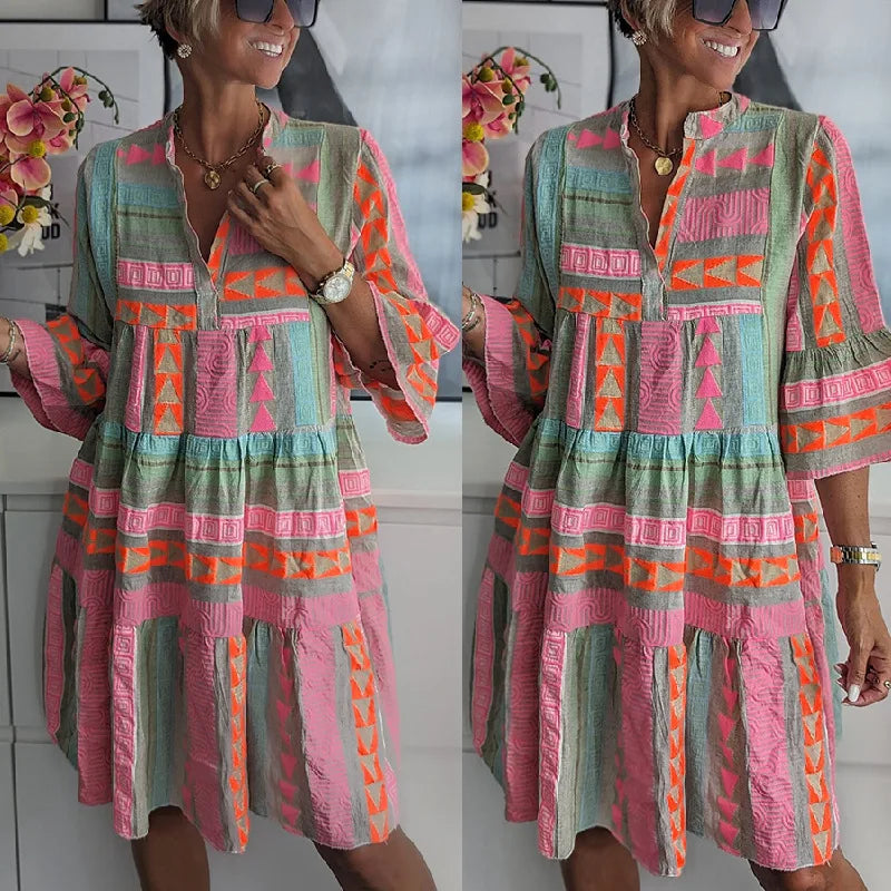 Dames Elegante Lente Midi Jurk