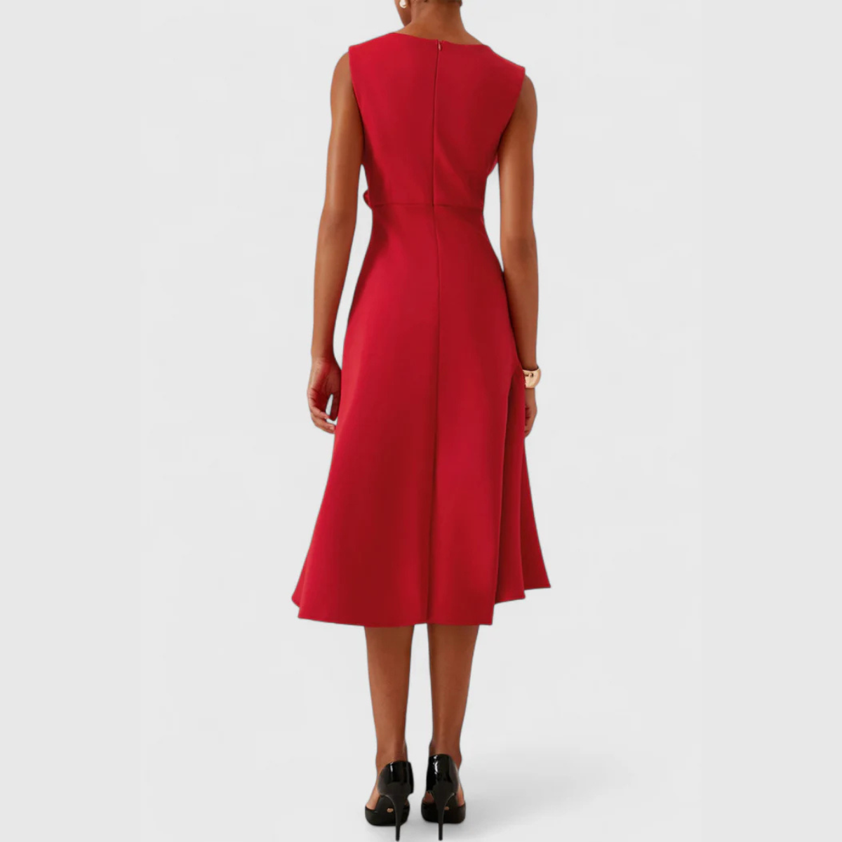 Dames Gedrapeerde Asymmetrische Midi Jurk