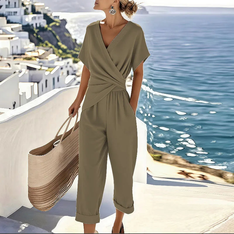 Dames Elegante Kruislingse Twee Delige Set