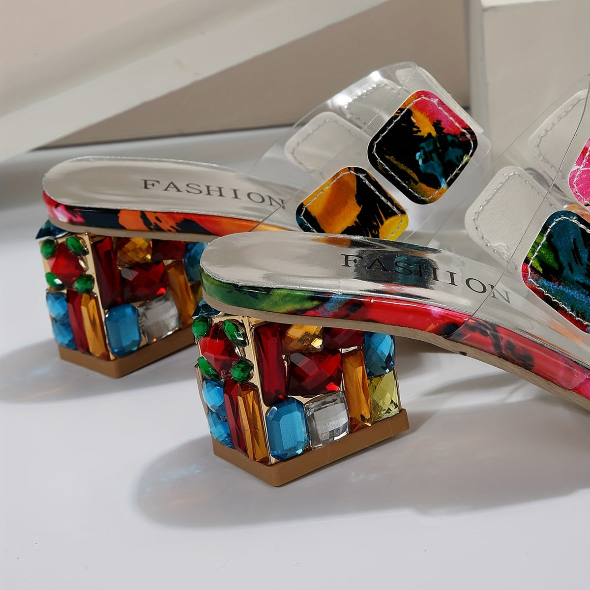 Dames Decoratieve Blokhak Sandalen Open Teen