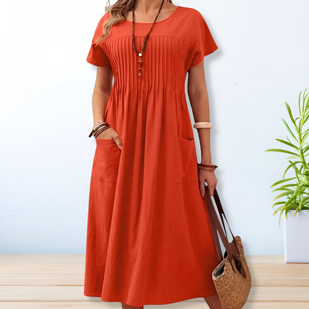 Dames Midi Jurk met Zakken Elegant