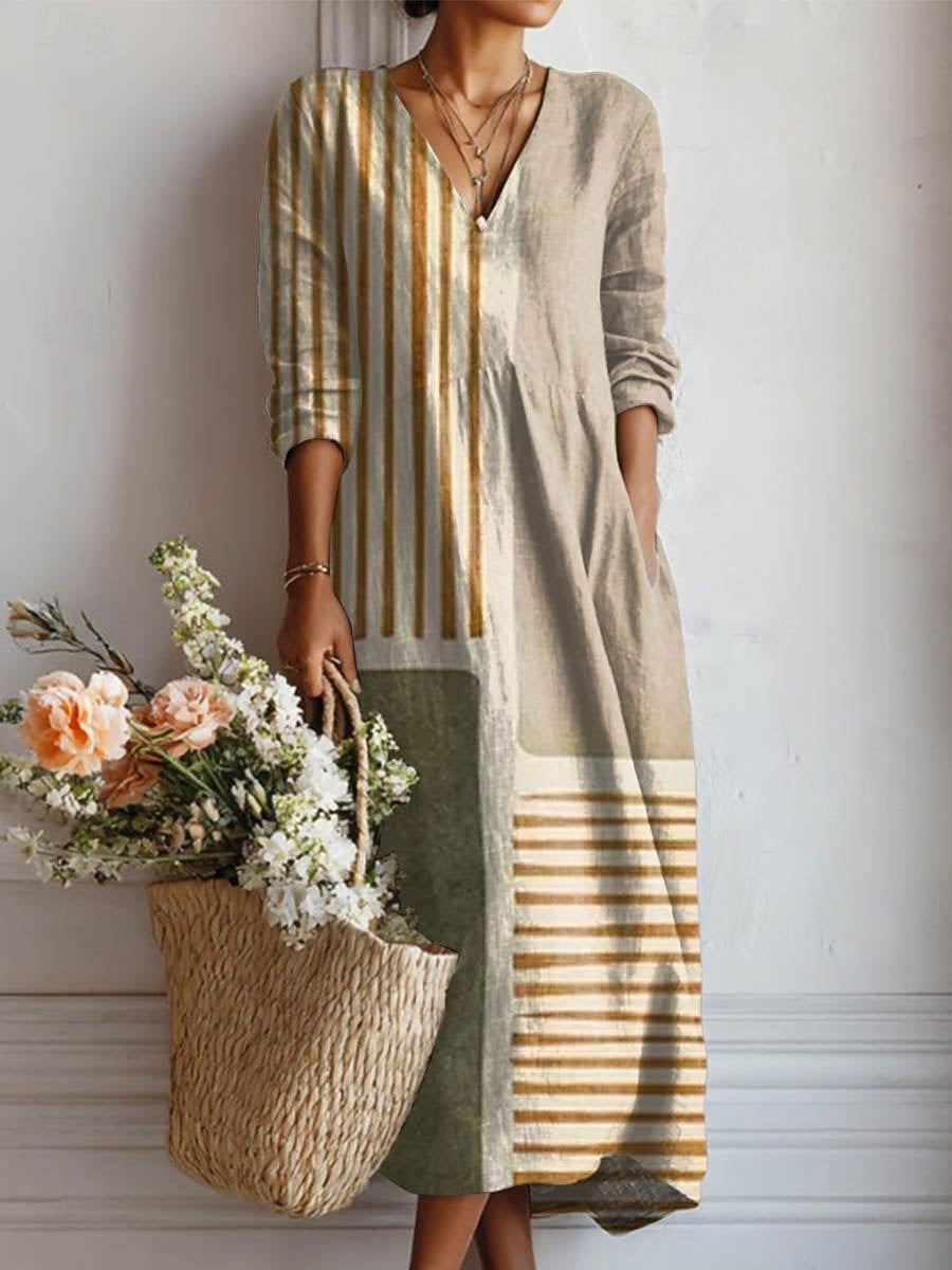 Dames Comfortabele Midi Jurk met Tijdloze Look
