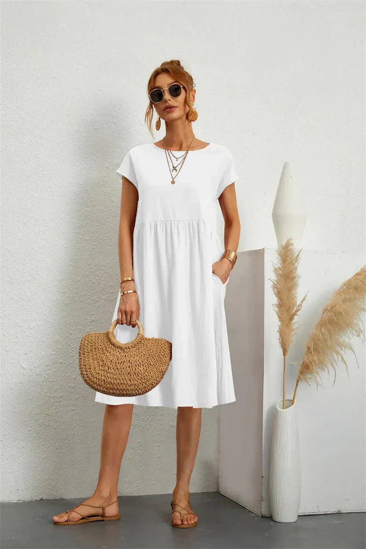 Dames Casual Midi Jurk met Zijzakken