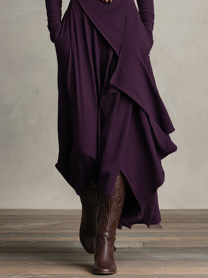 Dames Asymmetrische Gebreide Maxi Jurk