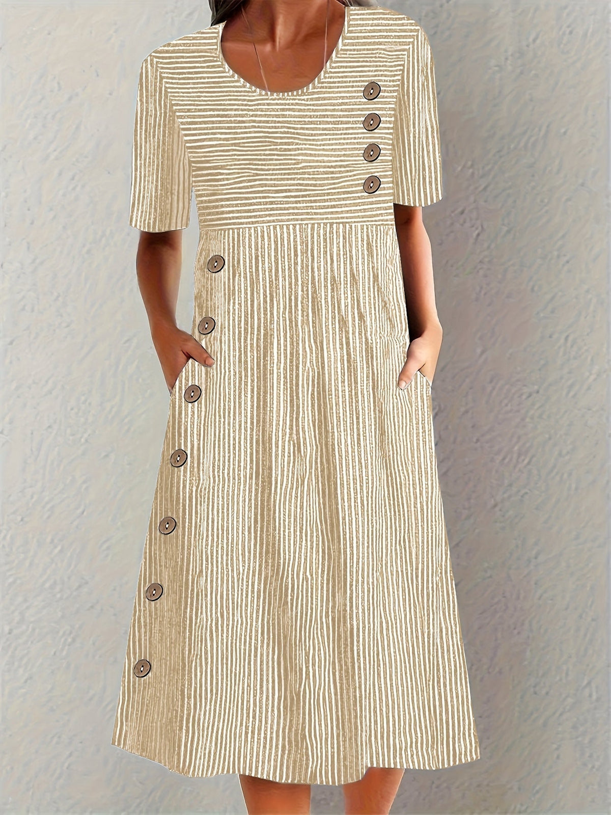 Dames Gestreepte Zomer Midi Jurk
