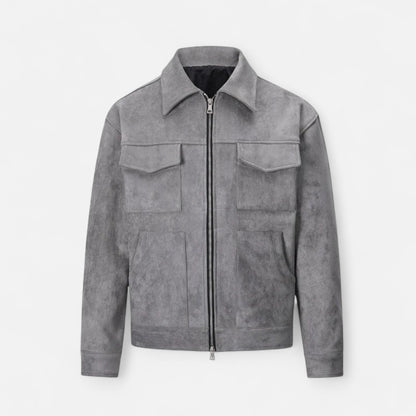 Heren Suède Utility Jas Klassieke Stijl