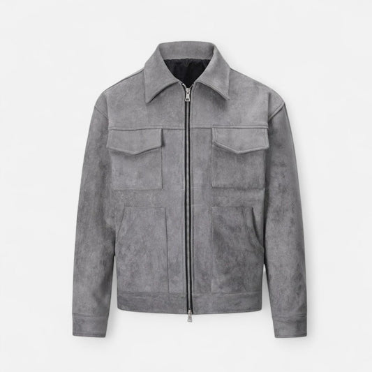 Heren Suède Utility Jas Klassieke Stijl