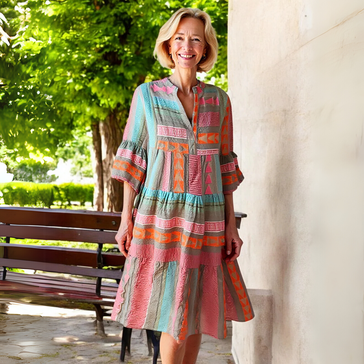 Dames Elegante Lente Midi Jurk