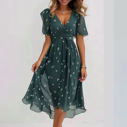 Dames Bloemenprint Wikkel Midi Jurk