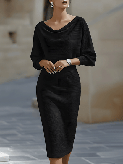 Dames Gedrapeerde Midi Jurk Elegant