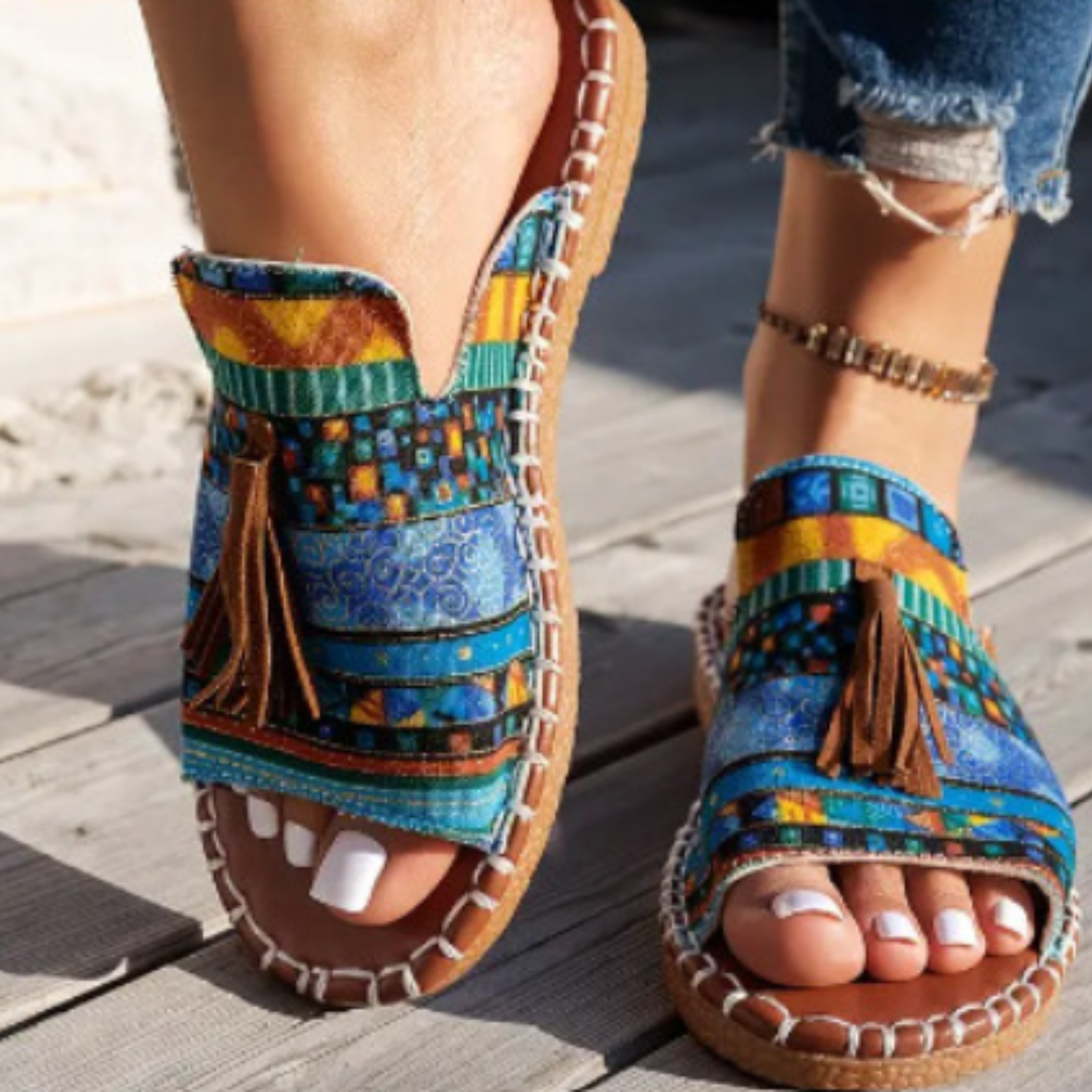 Dames Open Teen Instap Sandalen met Kwastjes