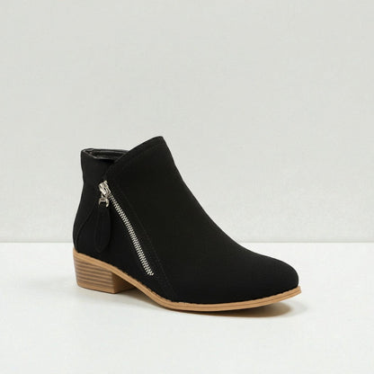 Dames Suède Enkelboots Met Ritssluiting