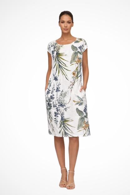 Dames Relaxed Fit Zomer Mini Jurk met Botanische Print