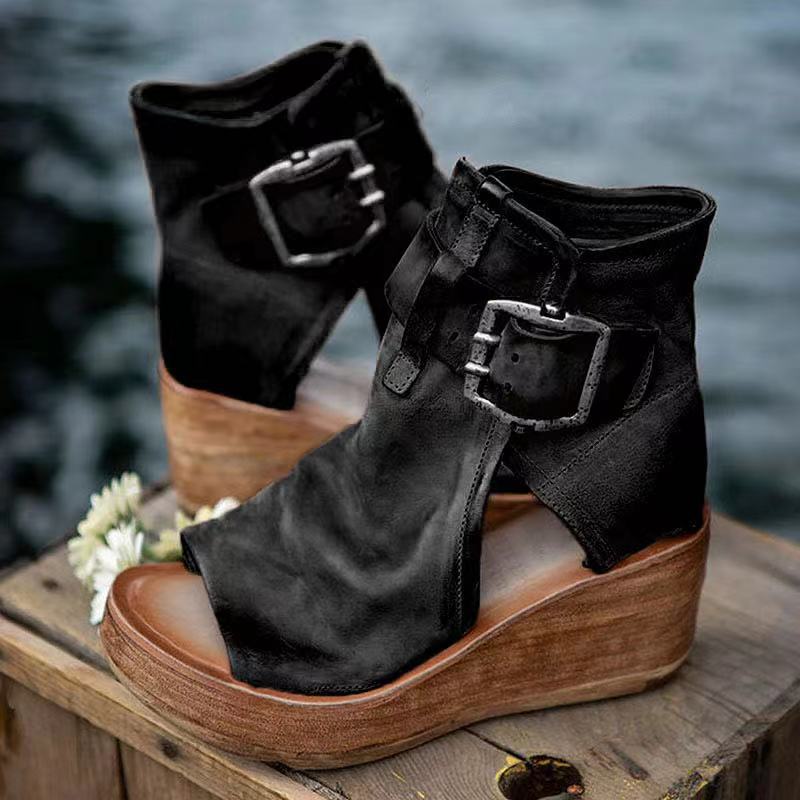 Dames Bohemian Sleehak Sandalen met Gesp