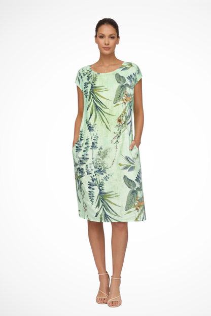 Dames Relaxed Fit Zomer Mini Jurk met Botanische Print