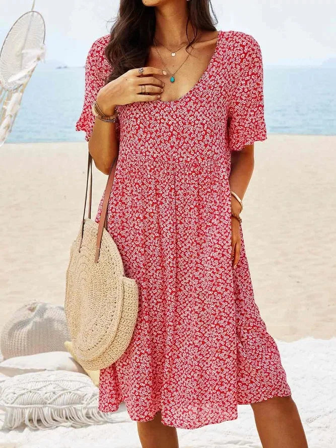Dames Zomer Midi Jurk Bloemenprint