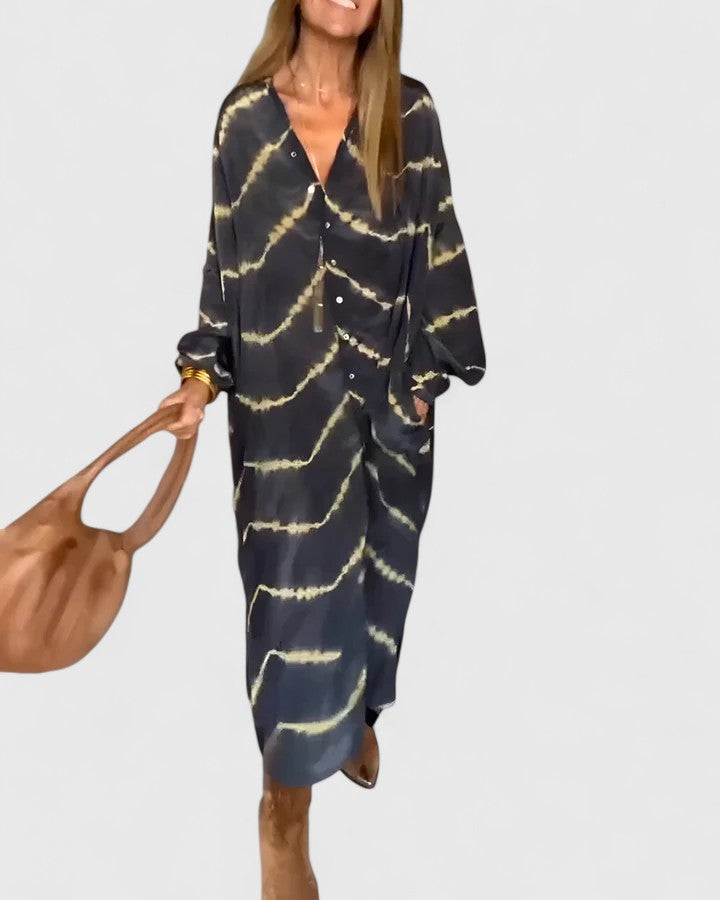 Dames Bohemian Gestreepte Maxi Jurk
