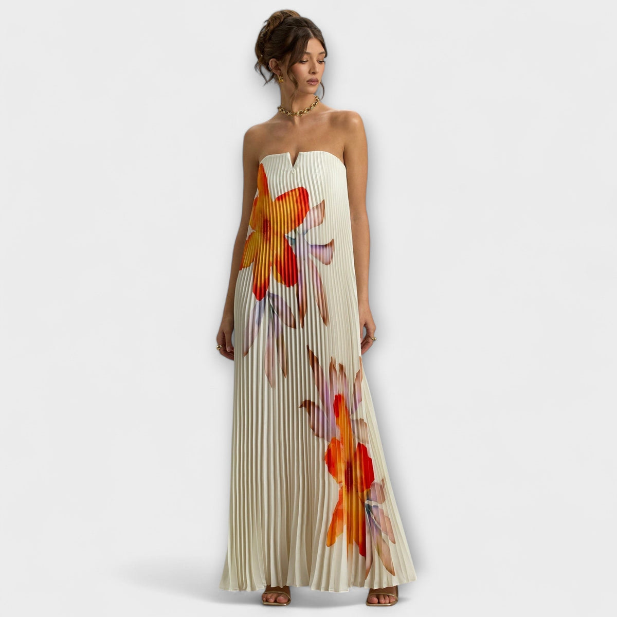 Dames Maxi Jurk met Bloemenprint en Sweetheart Halslijn