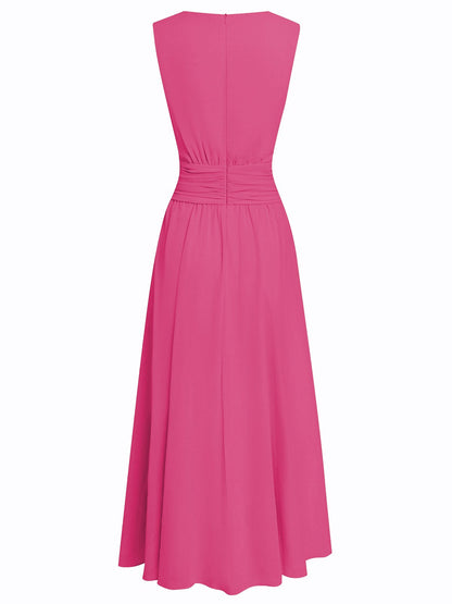 Dames Mouwloze A Lijn Maxi Jurk Chiffon