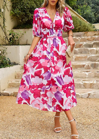 Dames Midi Jurk Bloemenprint Elegant