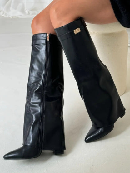 Dames Suède Boots met Gouden Details