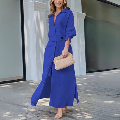 Dames Maxi Jurk met Elegante V Hals