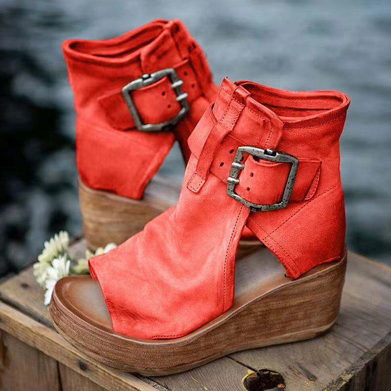 Dames Bohemian Sleehak Sandalen met Gesp