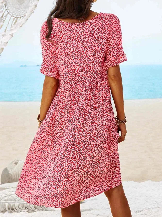 Dames Zomer Midi Jurk Bloemenprint