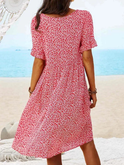 Dames Zomer Midi Jurk Bloemenprint