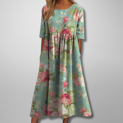 Dames Ontspannen Midi Jurk met Bloemenprint