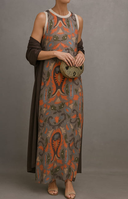 Dames Maxi Jurk met Open Voorjas