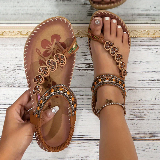 Dames Platte Sandalen met Decoratieve Bandjes