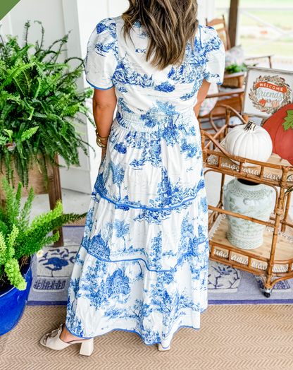 Dames Klassieke Toile Maxi Jurk