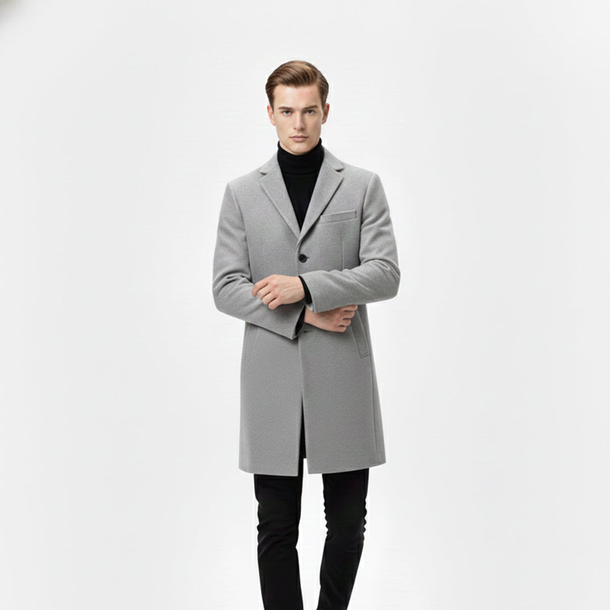 Heren Lange Winterjas Old Money Stijl