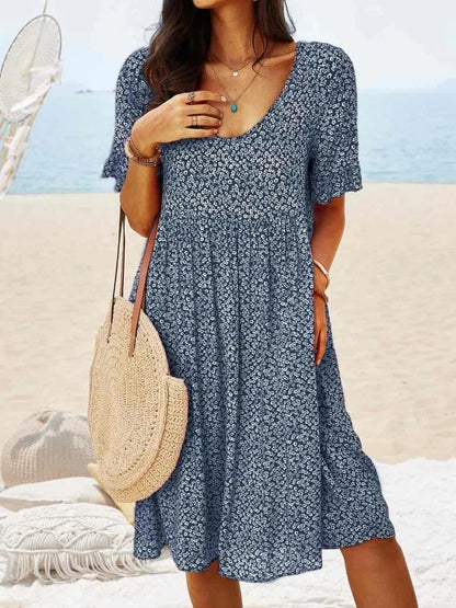 Dames Zomer Midi Jurk Bloemenprint