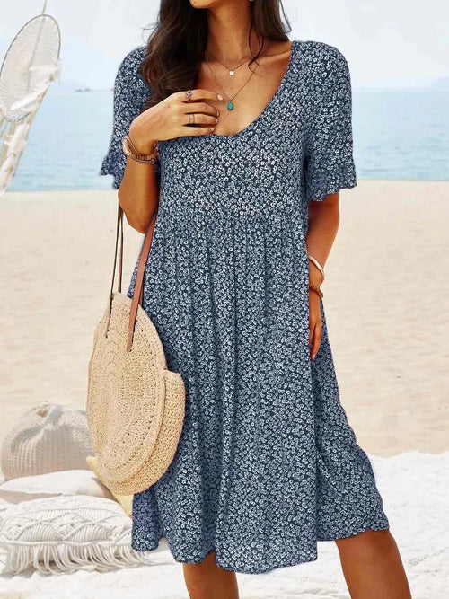 Dames Zomer Midi Jurk Bloemenprint