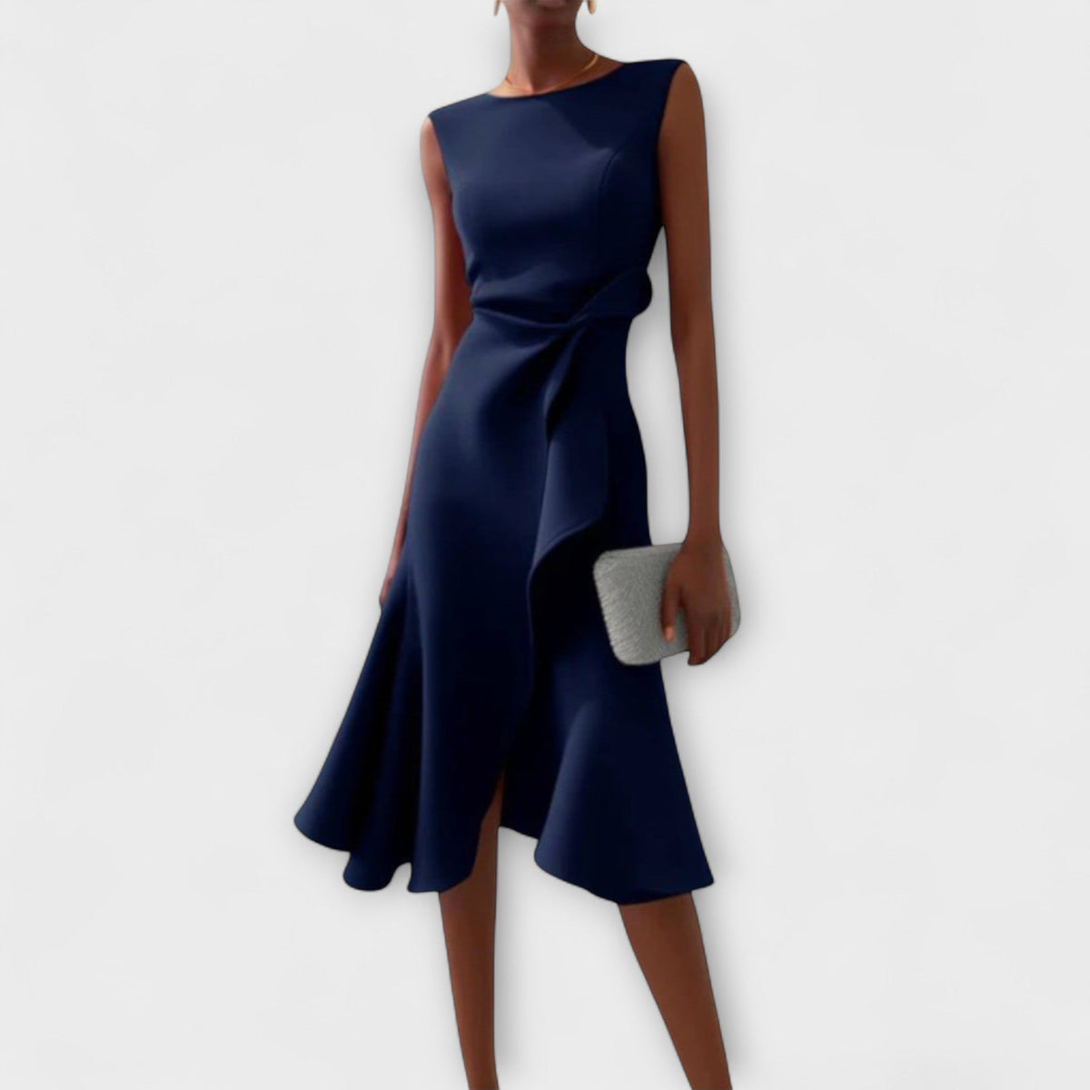 Dames Asymmetrische Midi Jurk Gedrapeerd
