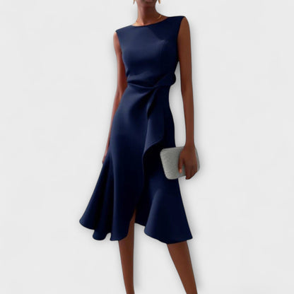 Dames Asymmetrische Midi Jurk Gedrapeerd