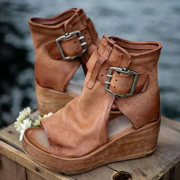 Dames Bohemian Sleehak Sandalen met Gesp