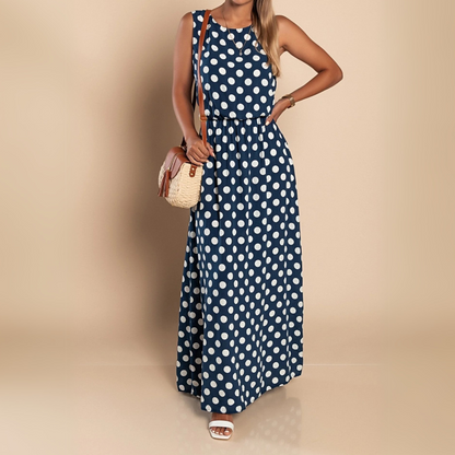 Dames Maxi Jurk Stippenprint