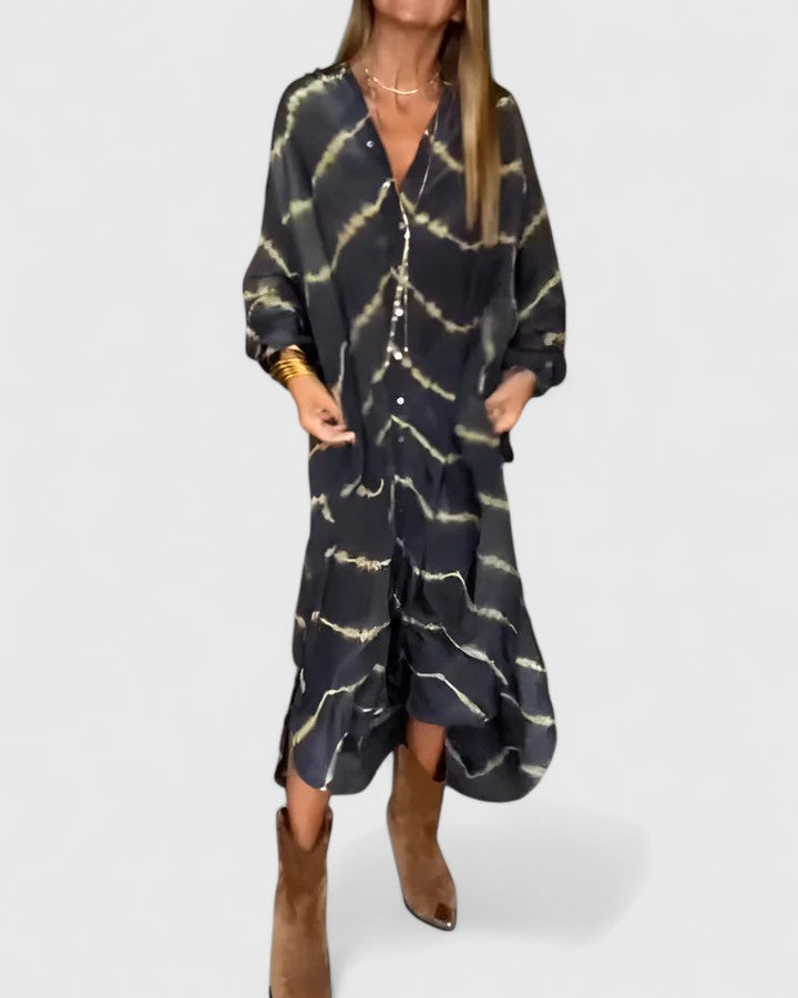 Dames Bohemian Gestreepte Maxi Jurk