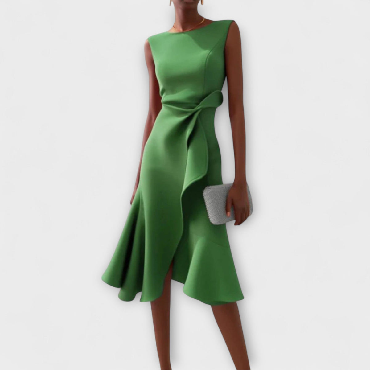 Dames Gedrapeerde Asymmetrische Midi Jurk