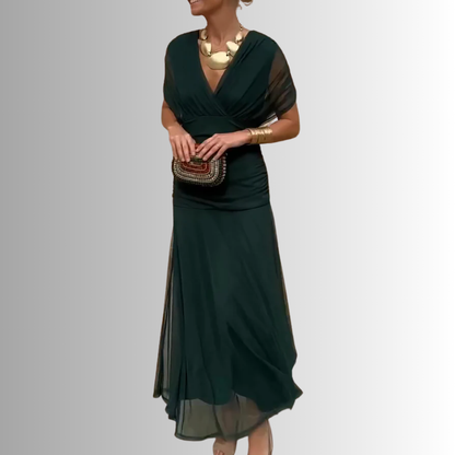 Dames Gedrapeerde Maxi Jurk met V Hals
