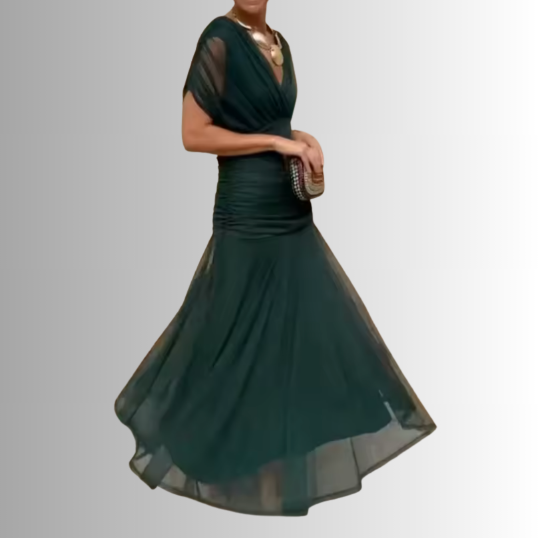 Dames Gedrapeerde Maxi Jurk met V Hals