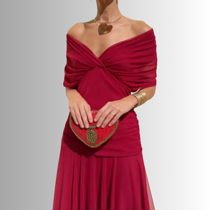 Dames Gedrapeerde Maxi Jurk met V Hals