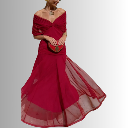 Dames Gedrapeerde Maxi Jurk met V Hals